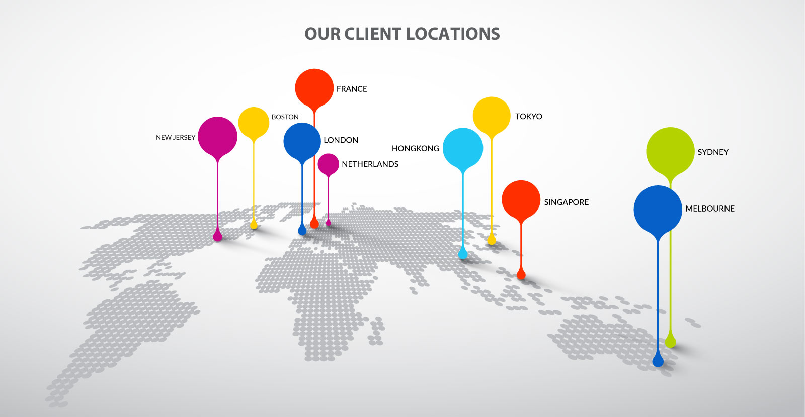Global client locations across the world